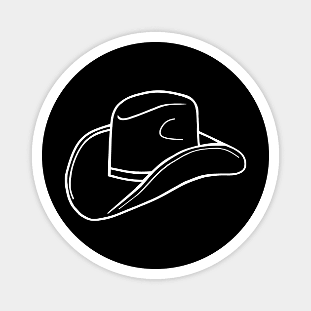 Cowboy Hat Minimal White Western Art Magnet by SartorisArt1